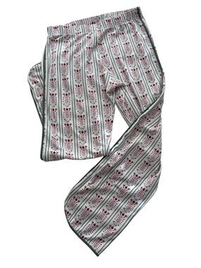 LAKE Women's Pima Cotton Lounge Pajama Pants Size S Red Green Floral Comfy Cozy